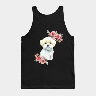 Cute Maltese Puppy Watercolor Art Tank Top